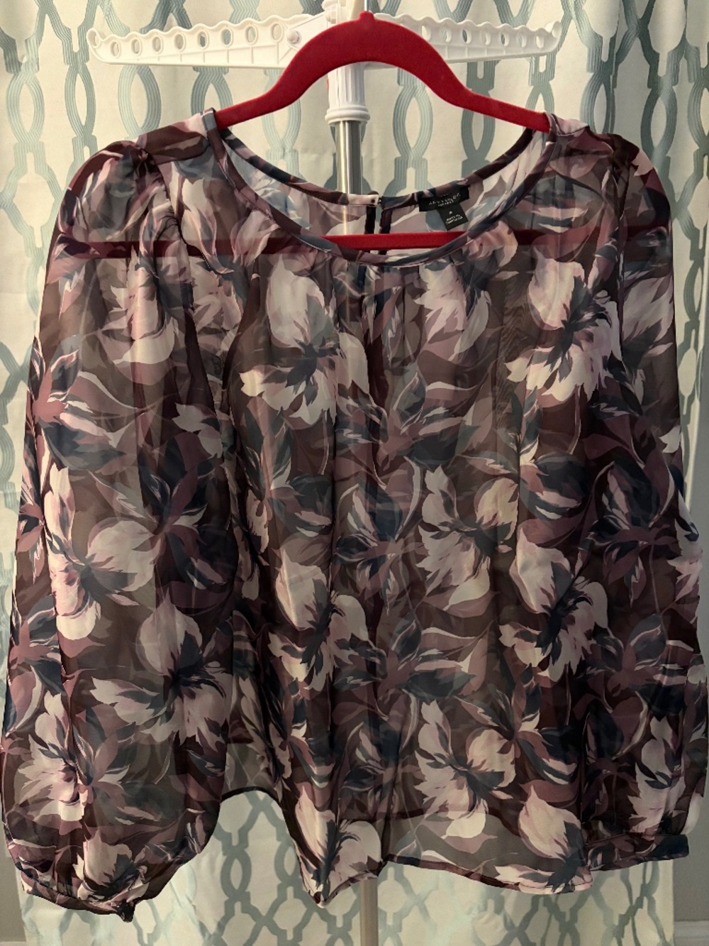 WHBM sheer floral blouse